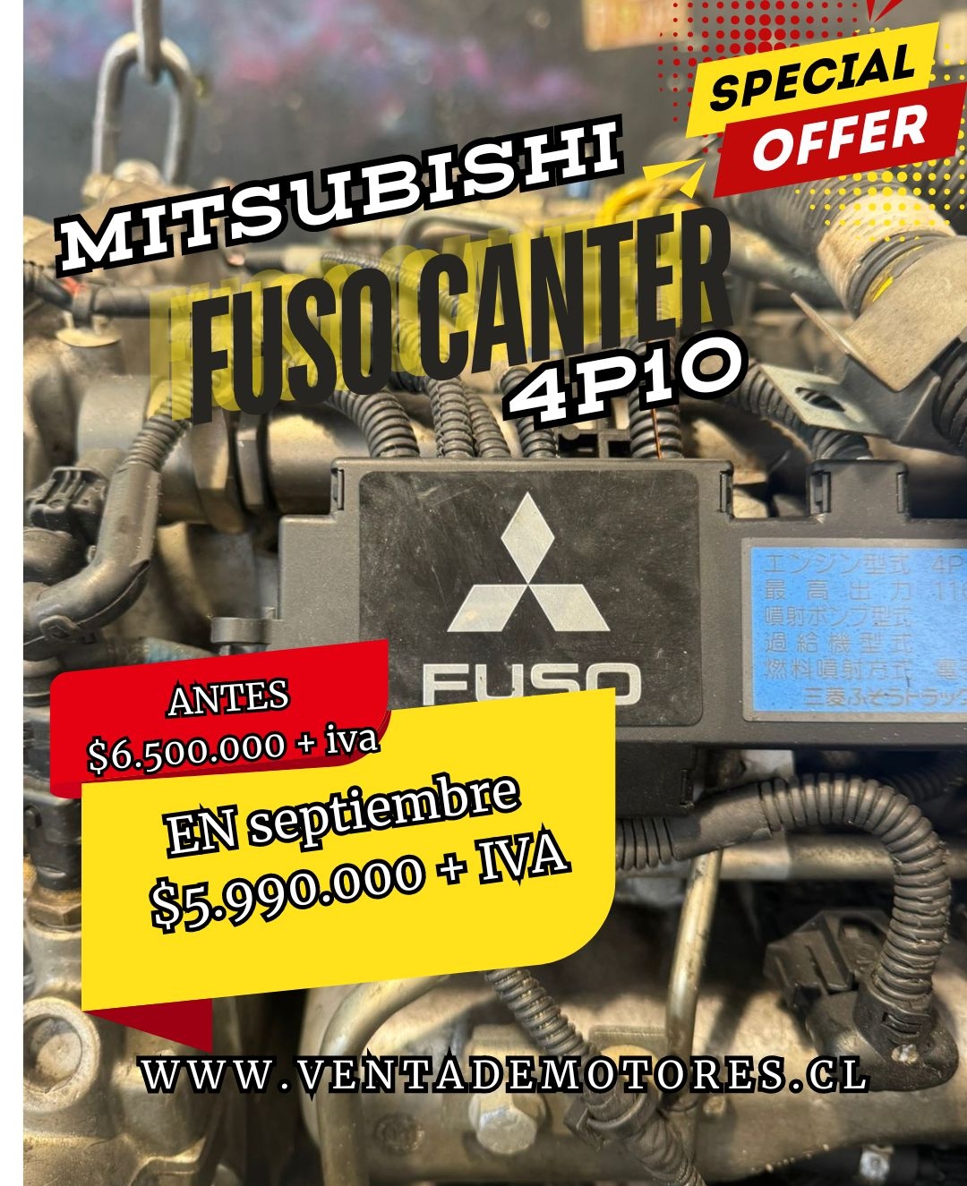 MOTOR DIESEL MISTSUBISHI FUSO CANTER 4P10