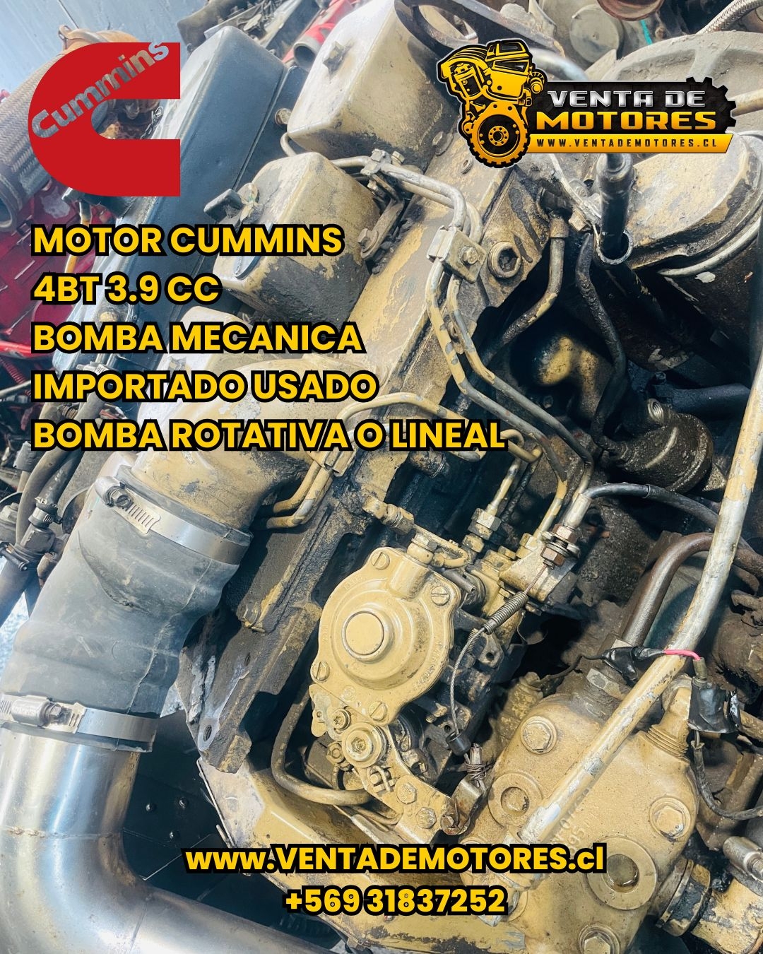MOTOR DIESEL CUMMINS 4BT BOMBA ROTATIVA 